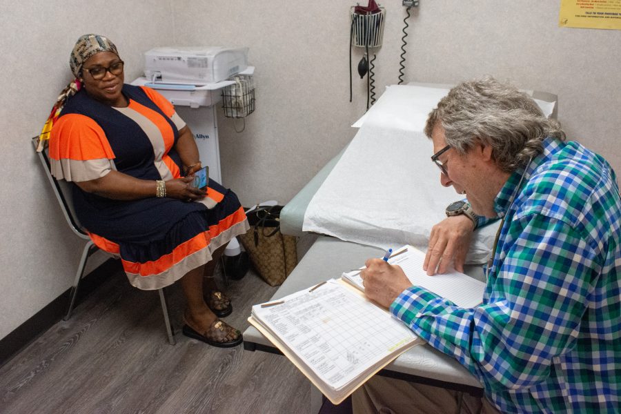 Lady in an exam room